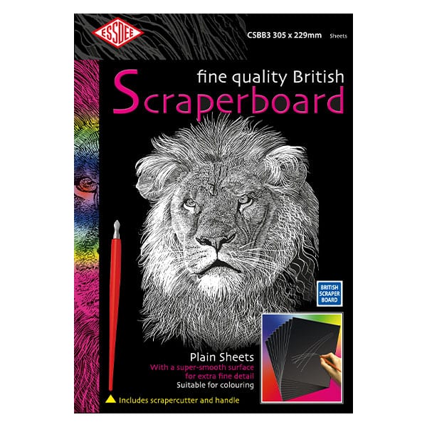 Essdee BLACK Scraperboard 305 x 229mm Pack of 10 sheets