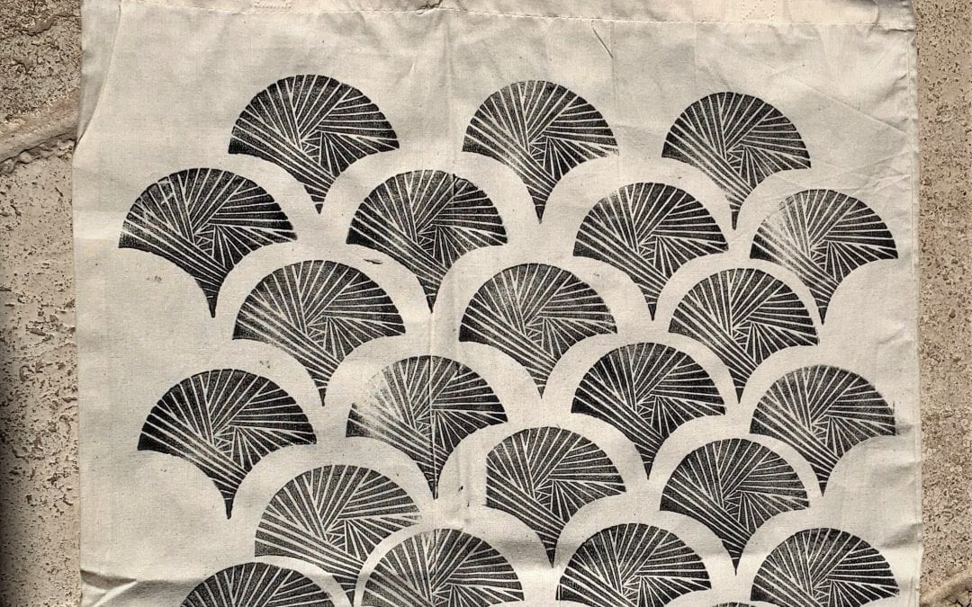 Learn How to Lino Print onto Fabric - Create a Geometric Print Tote Bag