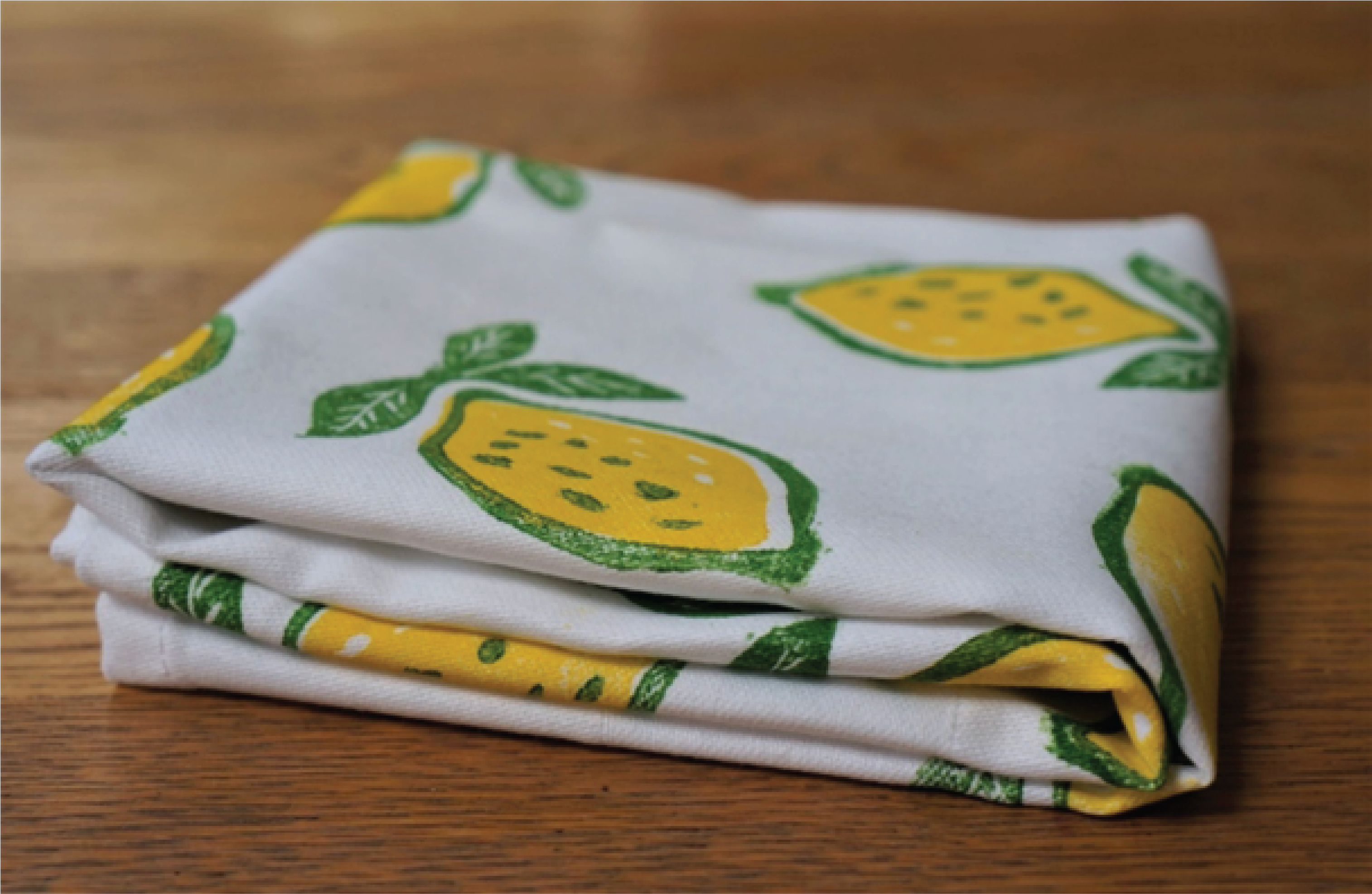 Lemon print tea towel - fabric printing